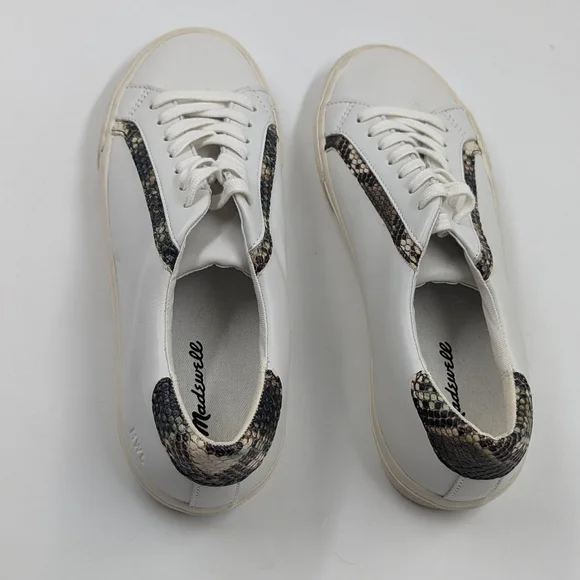 MADEWELL Sidewalk Low-Top Leather & Snake-Print Sneakers NWOB Sz 9 - Picture 8 of 14